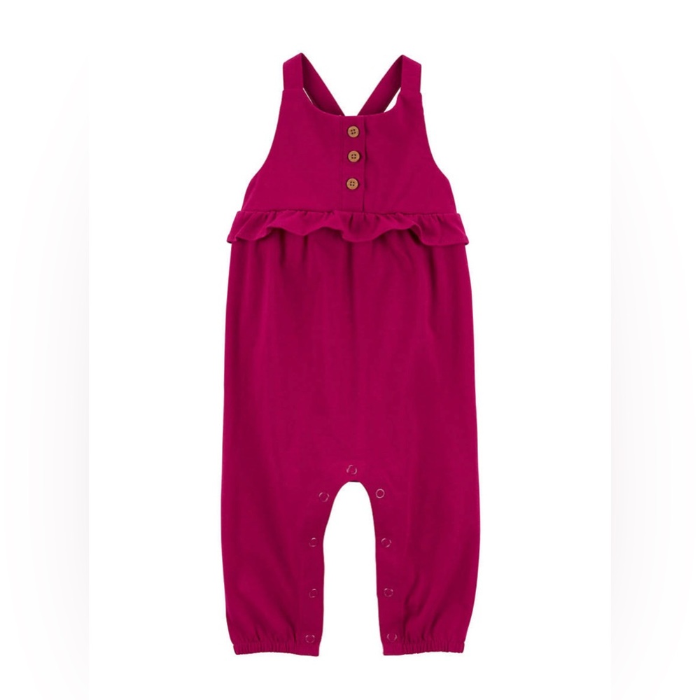 Carter’s Baby Girl Flutter Jumpsuit with Buttons Magenta Pink 3 months NWT